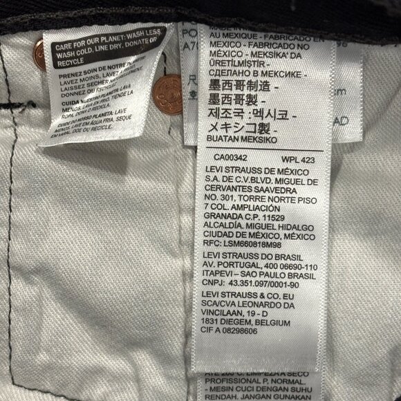 Levis 501 Jeans Black Mens 33 x 30 Button Fly Black 100% Cotton Denim Straight - Picture 12 of 14